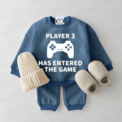 PLAYER 3 HAS ENTERED THE GAME Baby Sweatshirt 2-piece Blue Set - Blue - 2-3T - image 1