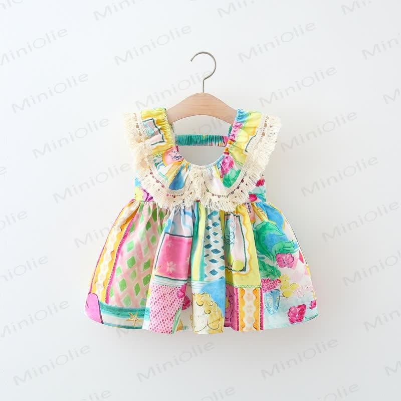 Toddler Colorful Flower Lace Dress - Colorful - 5-7T - image 1