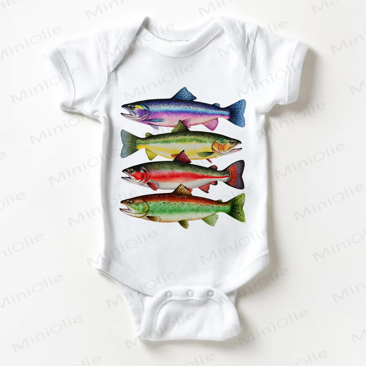 Baby Fish Pattern White Bodysuit - White - 18-24M - image 1