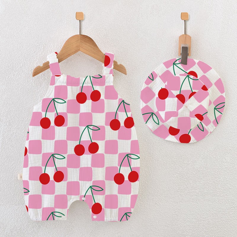 Baby Cherry Romper with Hat - Pink - 18-24M - image 1