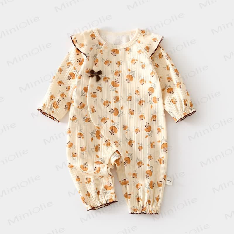 Baby Girl Floral Flutter Sleeves Romper - Yellow - 18-24M - image 3