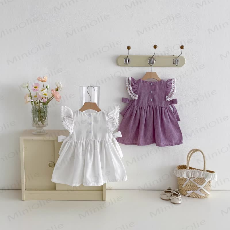 Baby Embroidered Flutter Sleeves Dress - image 3