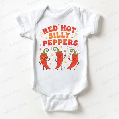 RED HOT SILLY PEPPERS Baby White Bodysuit - White - 18-24M - image 1