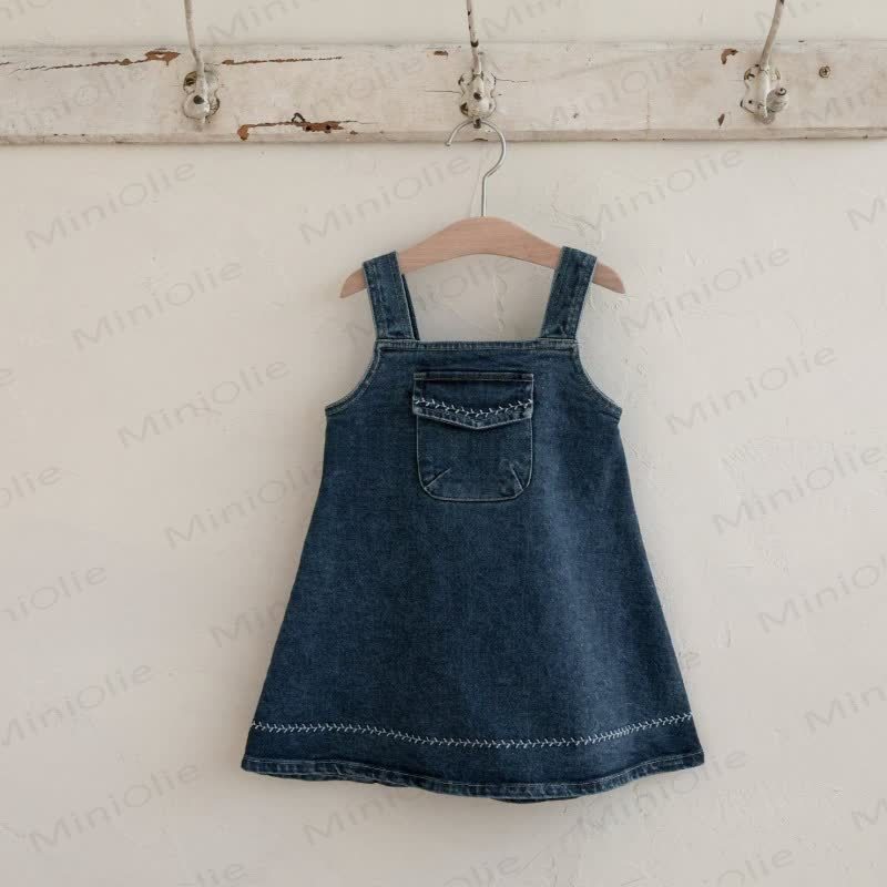 Toddler Denim Pocket Sleeveless Dress - Dark Blue - 4-5T - image 7