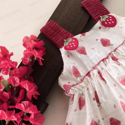 Baby Toddler Strawberry Dress with Hat - image 5
