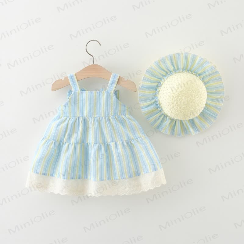 Baby Toddler Striped Dress with Hat - image 2