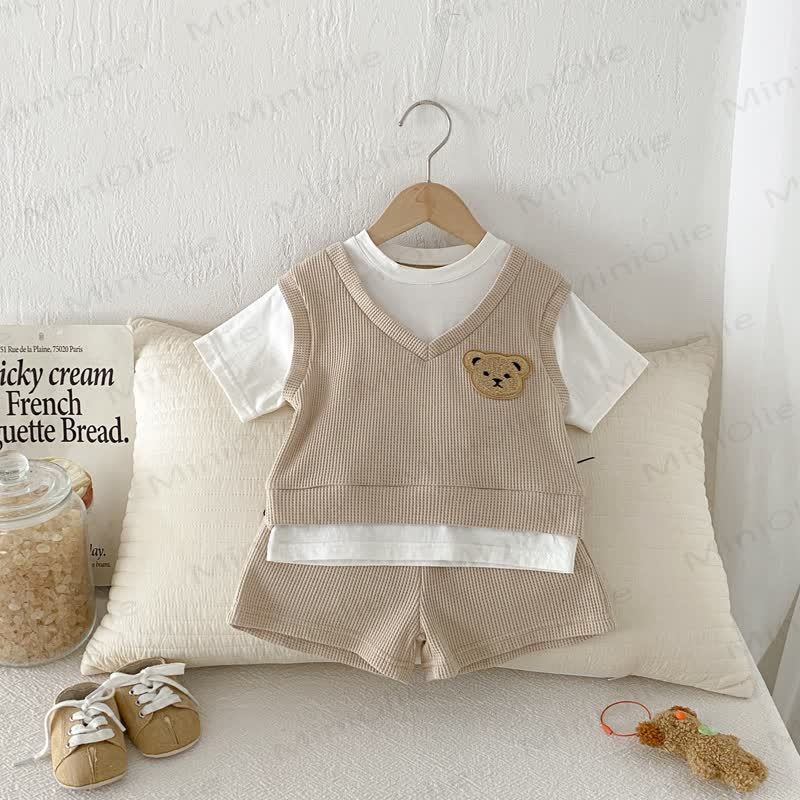 Baby Toddler Fake 2pcs Tee and Shorts Waffle Set - image 12