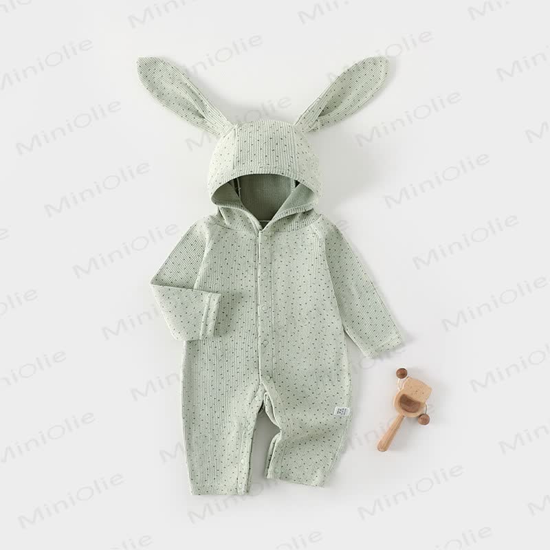 Baby Bunny Ears Dot Romper - Green - 18-24M - image 2