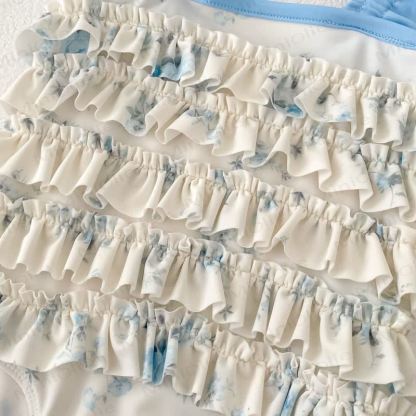 Toddler Girl Floral Blue One-piece Swimsuit - image 7