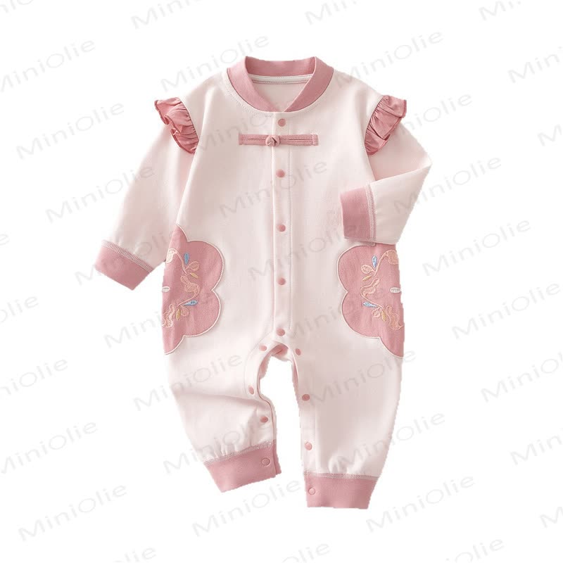 Baby Flower Knot Button Romper - image 2