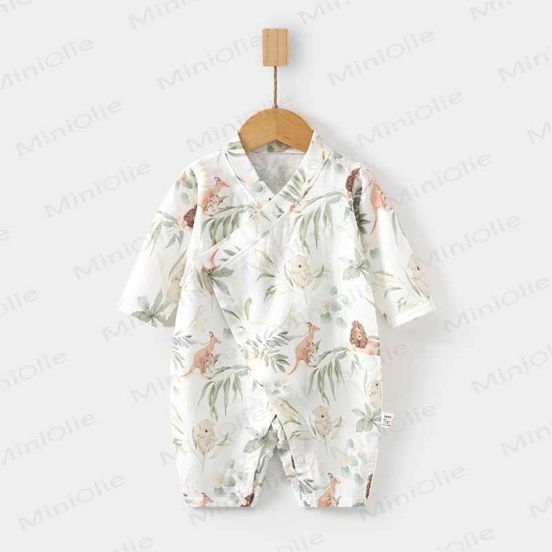 Baby Animal Bunny Kimono Romper - Lion - 18-24M - image 3