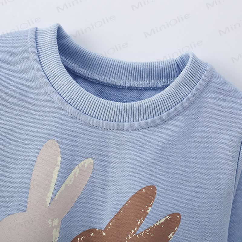 Toddler Kid Girl Bunny Blue Seatshirt - image 2