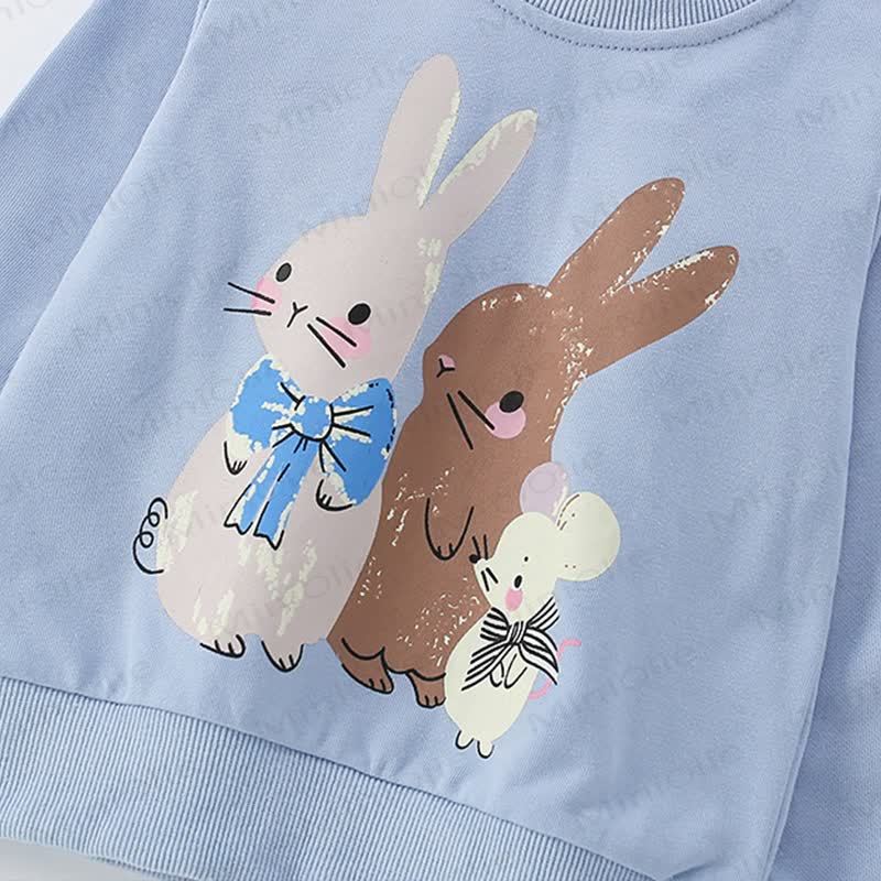 Toddler Kid Girl Bunny Blue Seatshirt - image 3