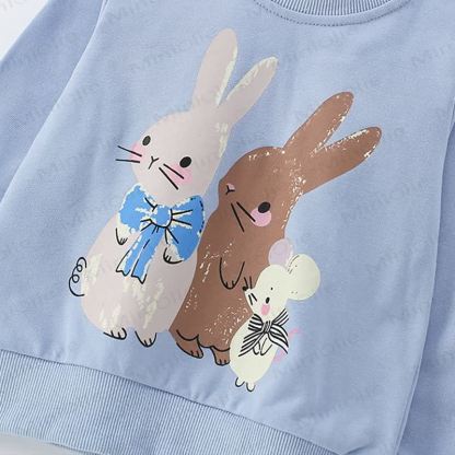 Toddler Kid Girl Bunny Blue Seatshirt - image 3