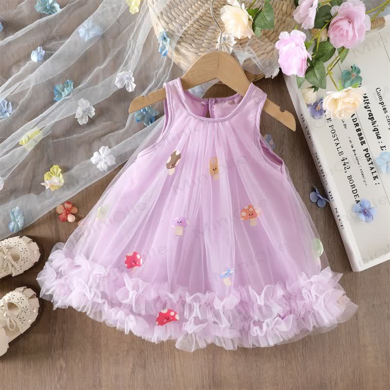 Toddler Girl Mushroom Mesh Dress - Purple - 4-5T - image 8