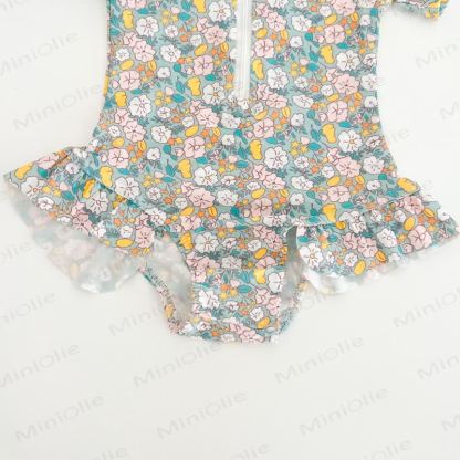 Toddler Girl Strawberry/Floral Zip Swimsuit with Hat - image 14