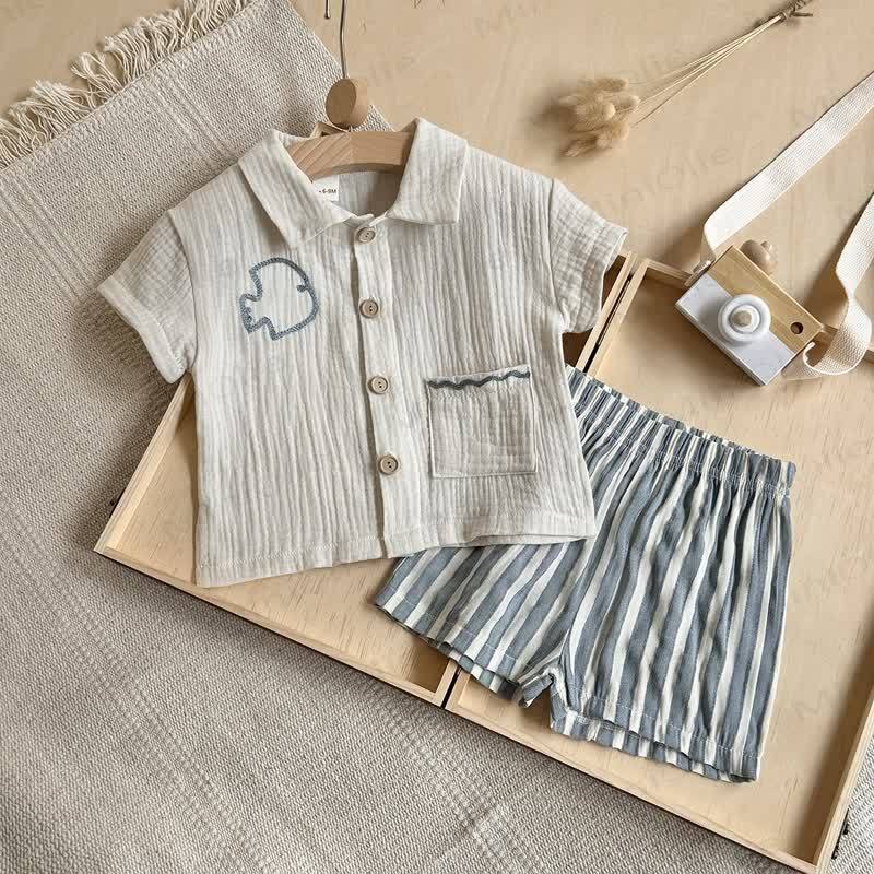Baby Fish Shirt and Shorts 2-piece Set - Beige - 2-3Y - image 1