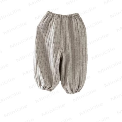 Baby Solid Color Ribbed Loose Pants - image 6