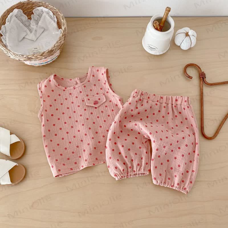 Toddler Polka Dot Tank and Pants Set - Pink - 6-7T - image 10