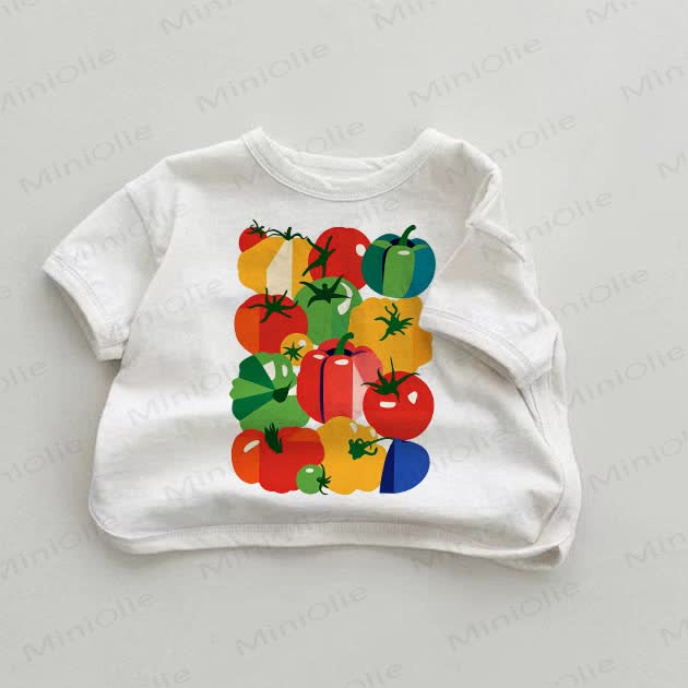 Baby Fruit & Vegetable Illustration White T-shirt - White - 18-24M - image 1