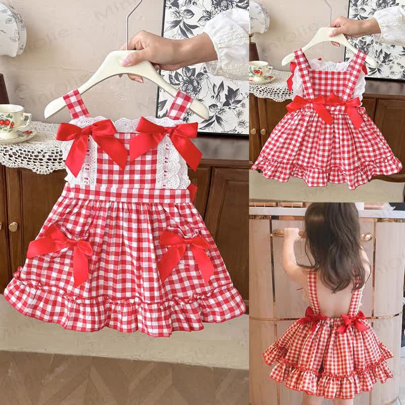 Toddler Girl Red Plaid Sleeveless Dress - image 1