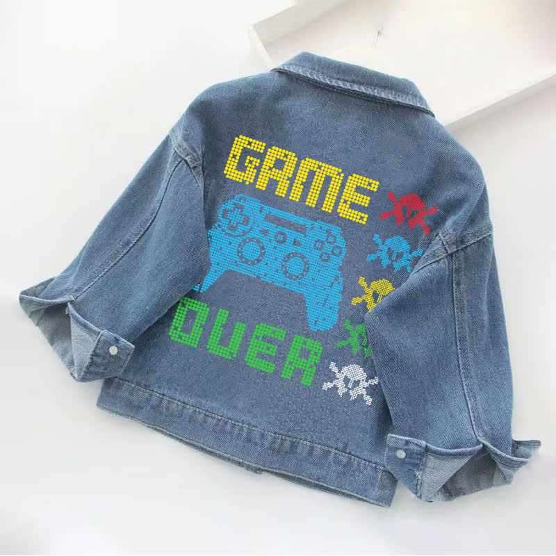 GAME OVER Toddler Kid Denim Jacket - Blue - 10-11T - image 1