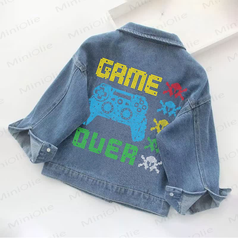 GAME OVER Toddler Kid Denim Jacket - Blue - 10-11T - image 1