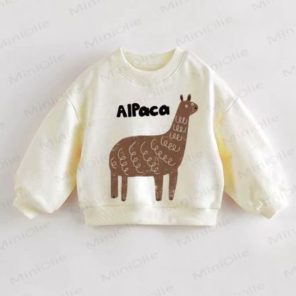 Baby Toddler Brown Alpaca Cream Color Sweatshirt - Cream - 3-5T - image 1