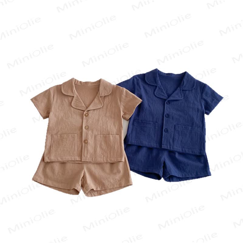 Toddler Solid Color Pocket Tee and Shorts Set - image 3