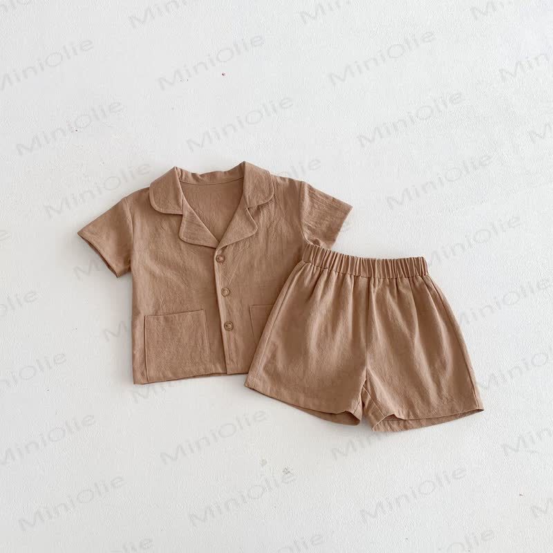 Toddler Solid Color Pocket Tee and Shorts Set - image 9