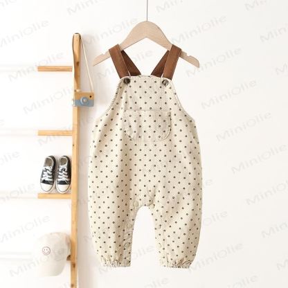 Baby Toddler Corduroy Flower Overalls - Beige - 3-4T - image 1