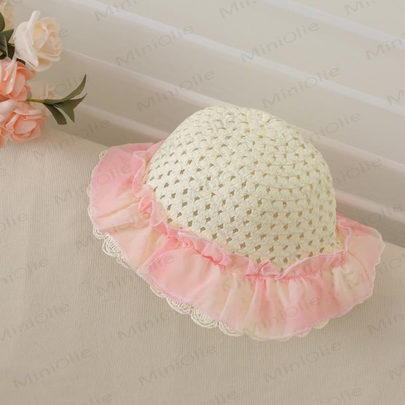 Toddler Flower Lace Collar Pink Dress with Hat - image 9