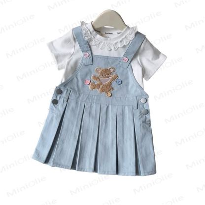 Toddler White Tee and Bear Strap Dress - image 17