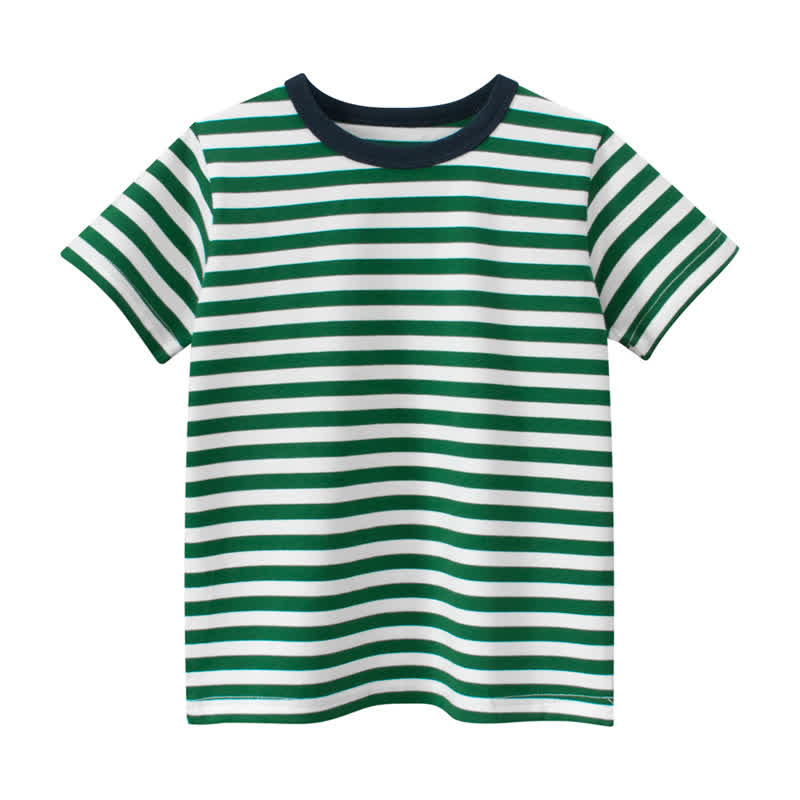 Toddler Kid Boy Striped Tee - Green - 8-9T - image 2