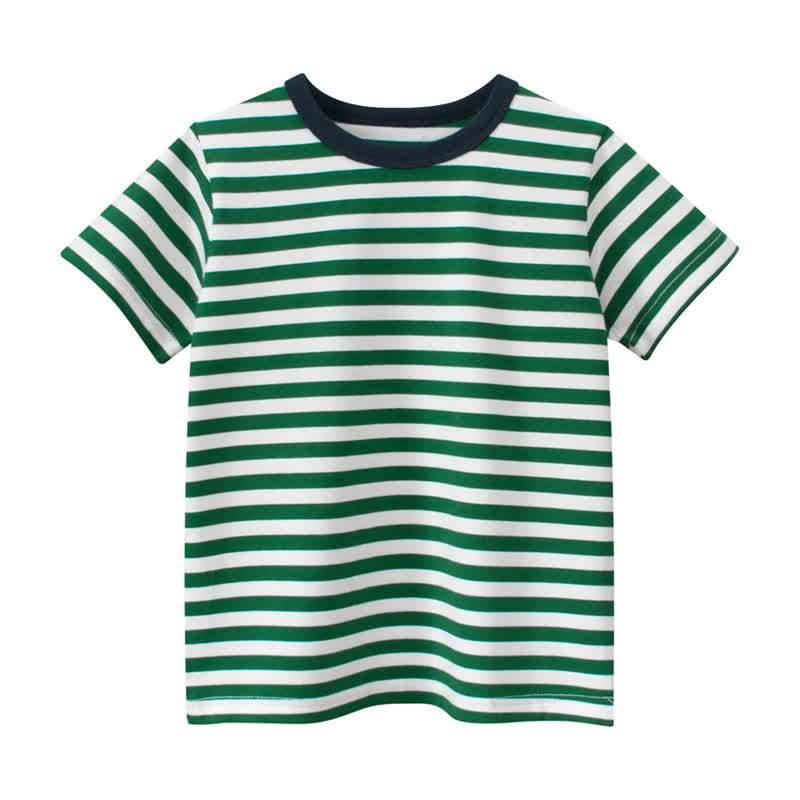 Toddler Kid Boy Striped Tee - Green - 8-9T - image 2