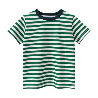 Toddler Kid Boy Striped Tee - Green - 8-9T - image 2