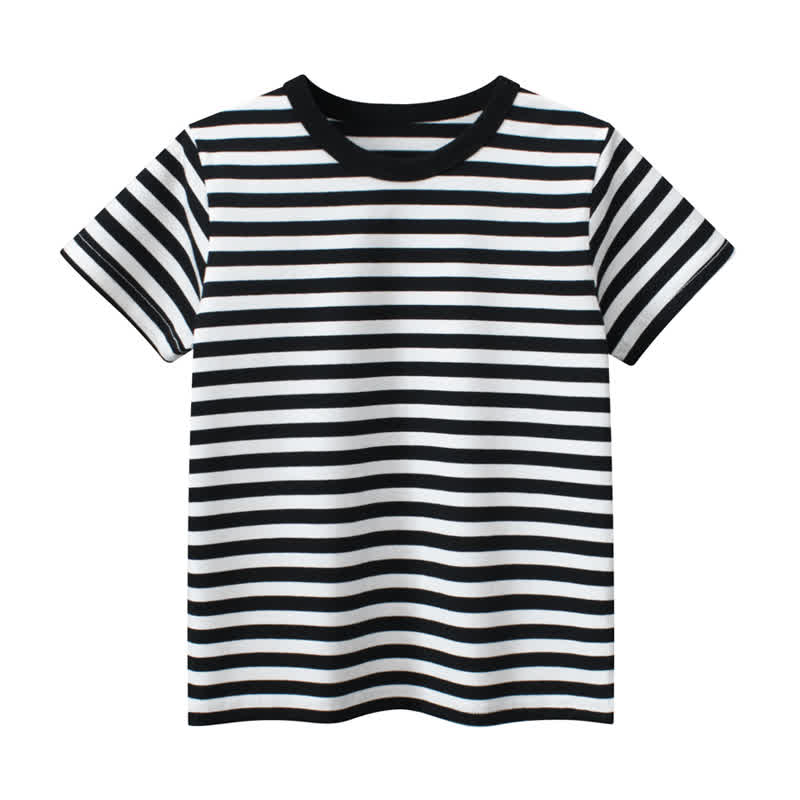 Toddler Kid Boy Striped Tee - Black - 8-9T - image 8
