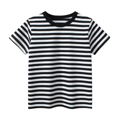 Toddler Kid Boy Striped Tee - Black - 8-9T - image 8