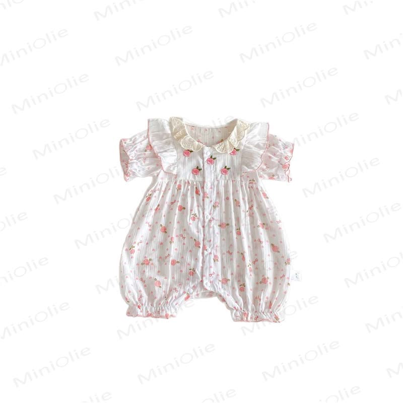 Baby Flower Ruffled Sleeve Romper - image 9