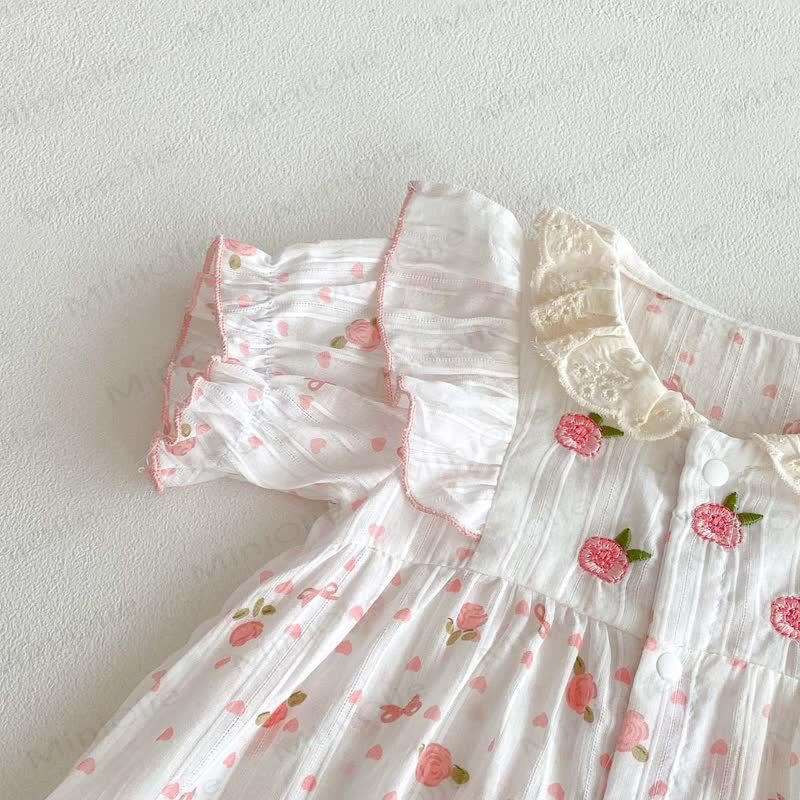 Baby Flower Ruffled Sleeve Romper - image 7