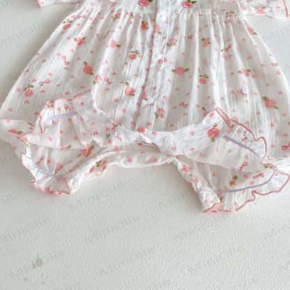 Baby Flower Ruffled Sleeve Romper - image 8