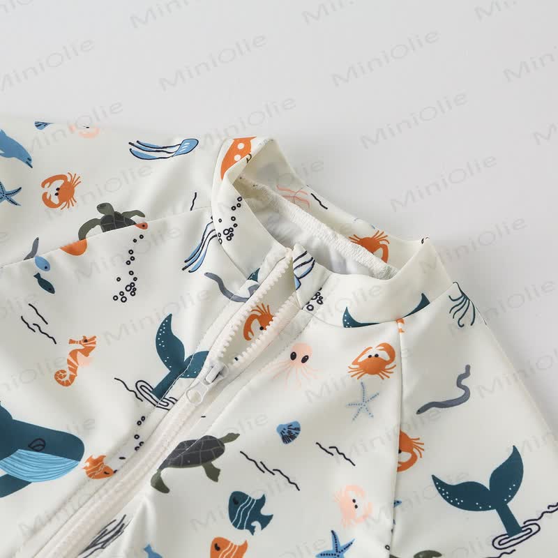 Toddler Boy Whale Turtle Swimsuit with Hat - image 6