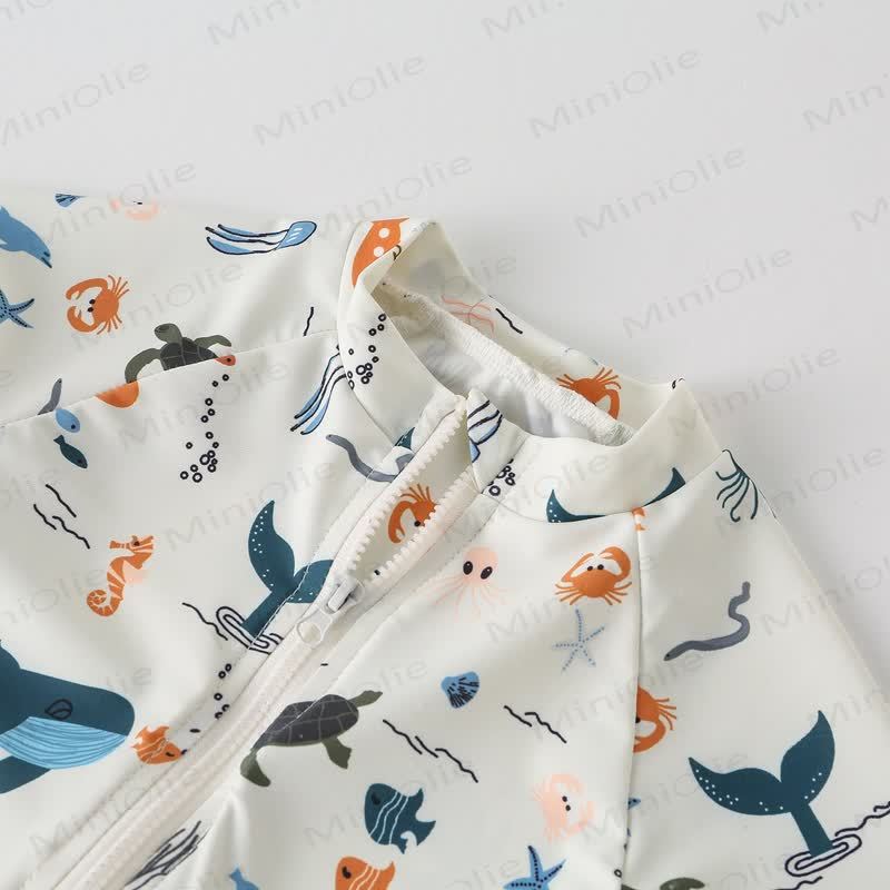 Toddler Boy Whale Turtle Swimsuit with Hat - image 6