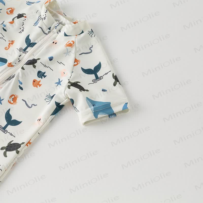 Toddler Boy Whale Turtle Swimsuit with Hat - image 4