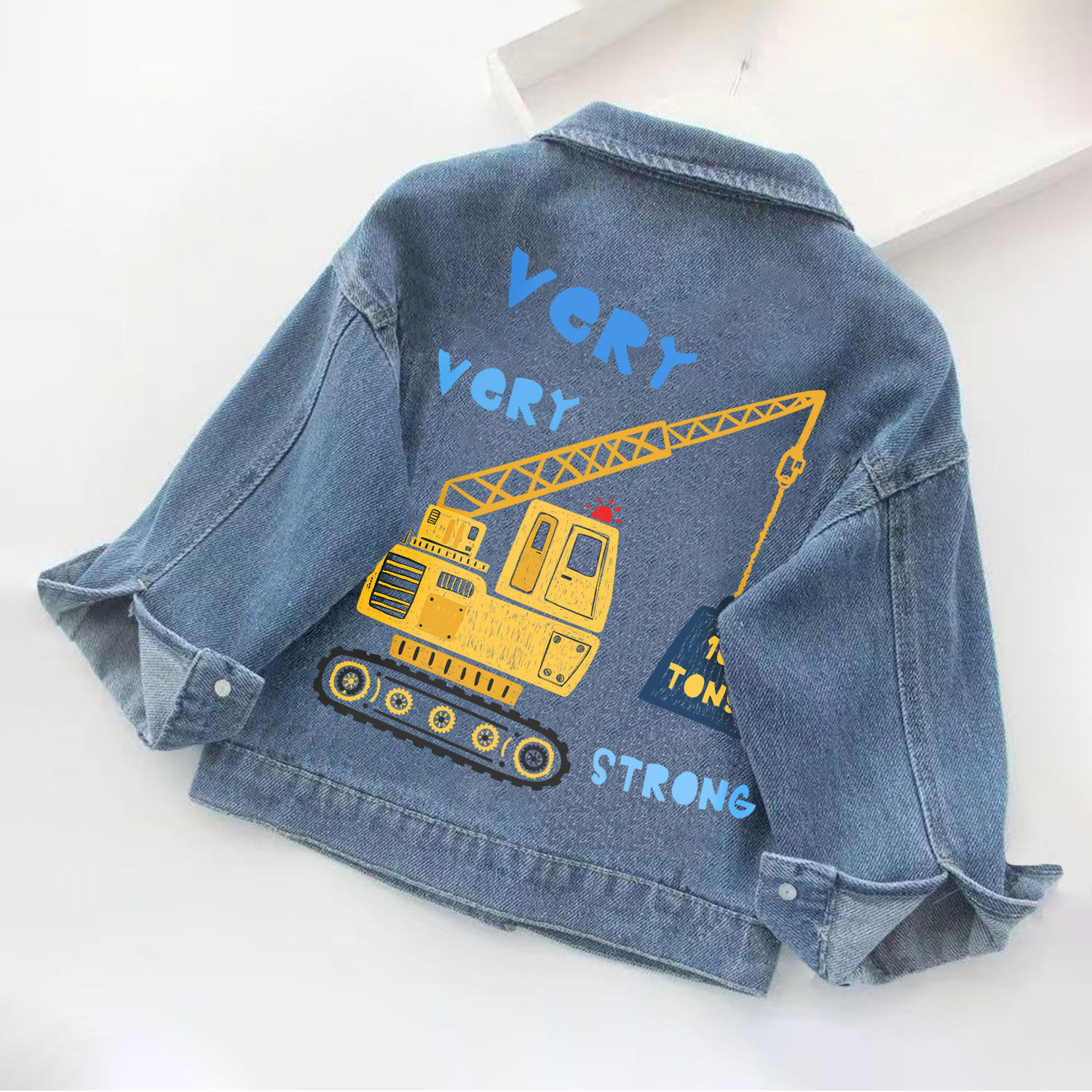 Very Very Strong Excavator Toddler Kid Denim Jacket - Blue - 10-11T - image 1