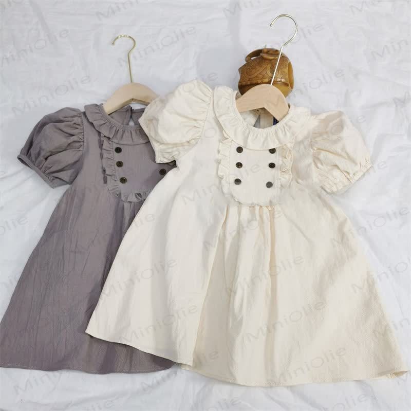 Baby Toddler Solid Color Ruffled Collar Dress - image 1