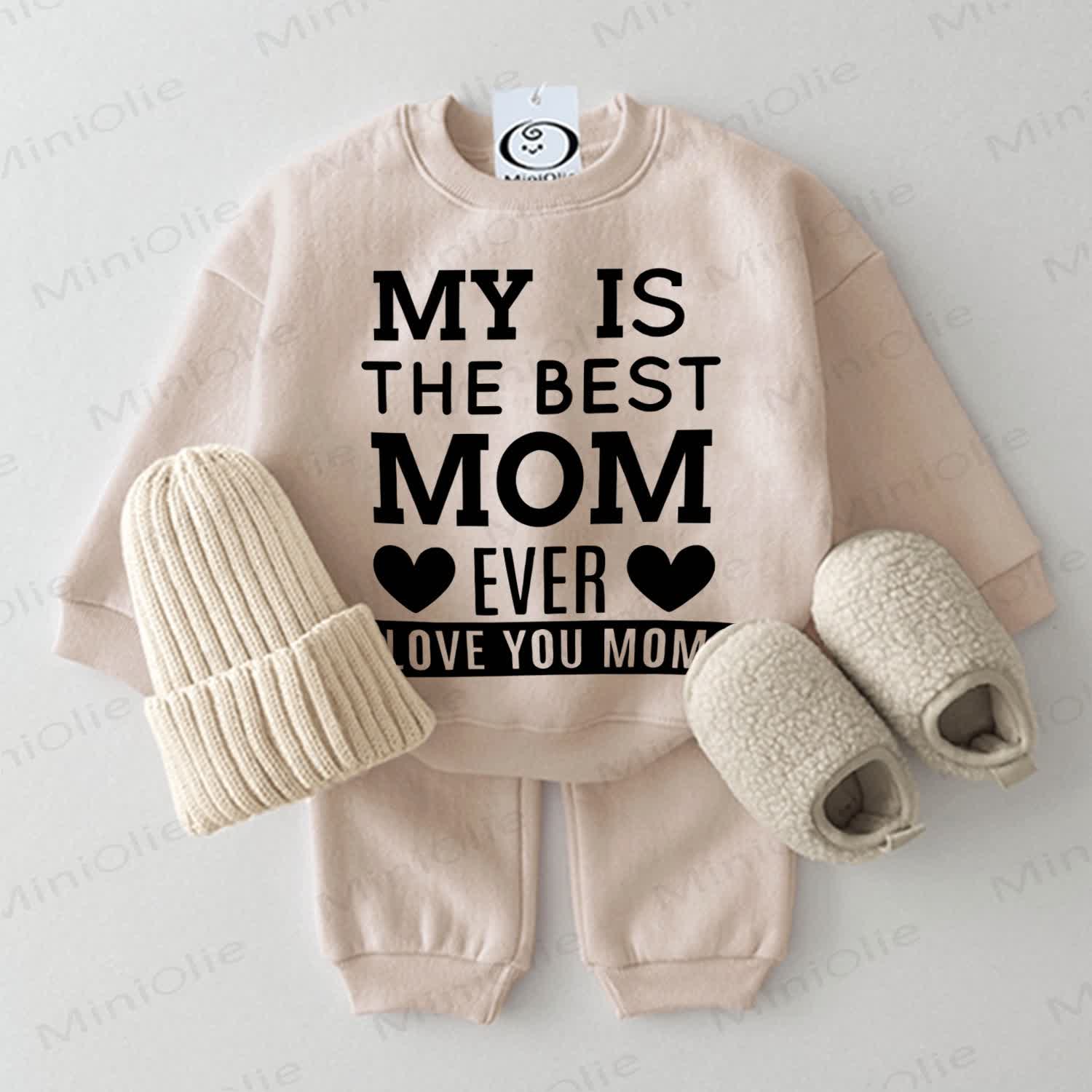 MY IS THE BEST MOM EVER Baby Beige 2-piece Set - Beige - 2-3T - image 1