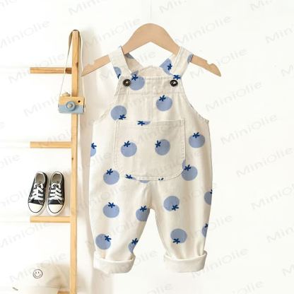Baby Toddler Blueberry All-over Print Front Pocket Overalls  - White - 3-5T - image 1