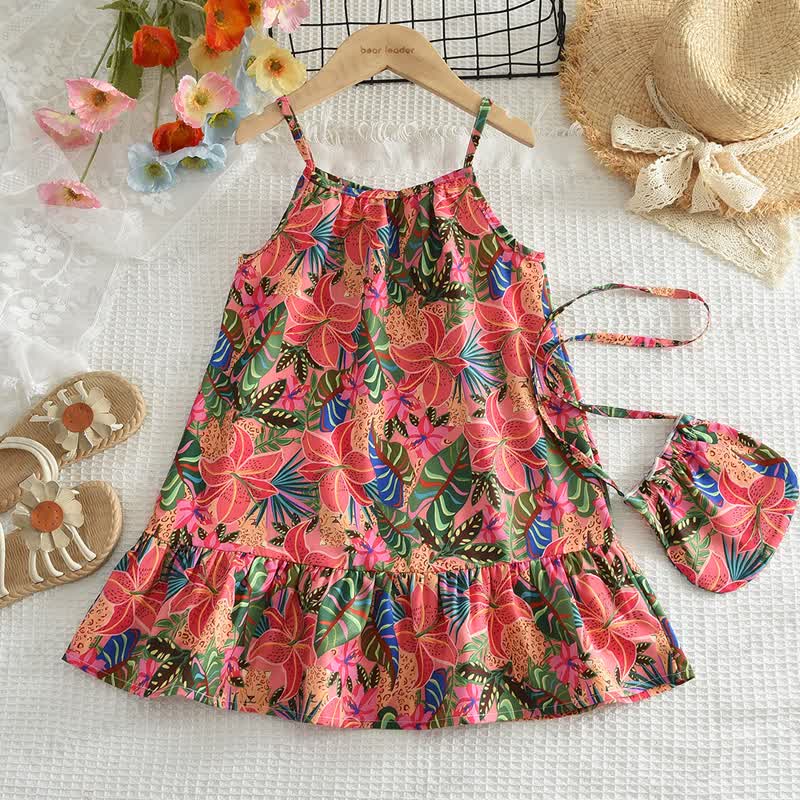 Toddler Floral Dress with Bag - Pink - 6-7T - image 10