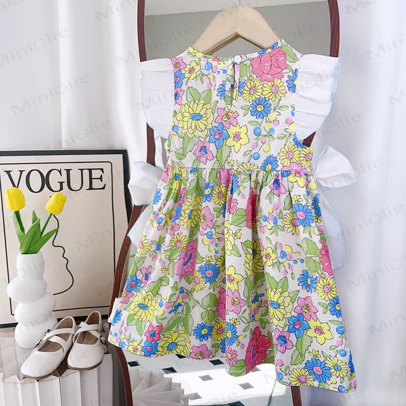 Toddler Floral Bow Ruffled Sleeves Dress - image 2